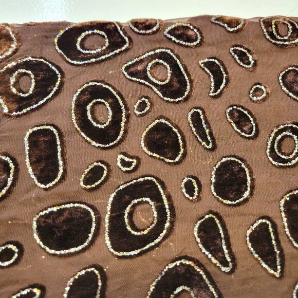 Glitter Dark Brown Scarf Long Rectangular with Tassels- NEW - Picture 3 of 7